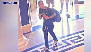 Las Vegas Metro police are on a manhunt for an alleged suspect caught on camera after a shooting outside Caesars Palace.