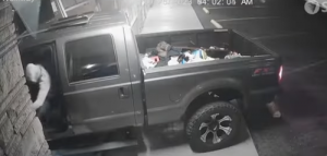 Surveillance video shows a burglary suspect crashing a stolen pickup truck into the Queen Bakery in San Jose.