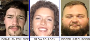 Fugitives Jonathan Pollock, Olivia Pollock and Joseph Hutchinson arrested by FBI. Credit FBI