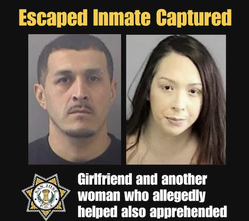 Escaped Inmate Daniel Lopez Zavala and Girlfriend Captured in San Jose. Credit SBSO