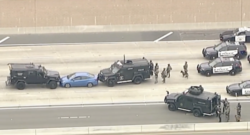 Stalking Suspect Dead After Police Chase and 8 Hour Standoff on Freeway. Credit ABC 7