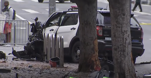 Man Steals LAPD Police Car with Officer Still Inside. Credit KTLA 5