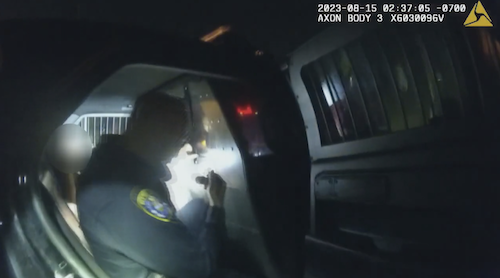 San Diego Police Officer Anthony Hair Allegedly Caught Locked in Backseat with Female Prisoner. Credit SDPD