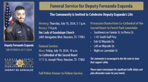 Funeral Services Planned for Harris County Sheriff's Deputy Fernando Esqueda. Credit HCSO