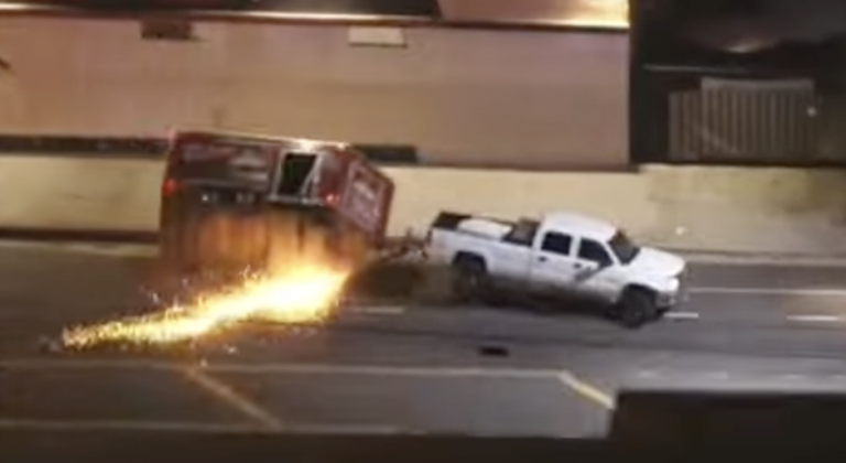 Employee Jumps Out of Stolen Coffee Trailer During Chase Caught on Camera. Credit KTLA 5
