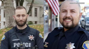 Sergeant Joe Bush and Officer Jesse Burmeister. Credit Nevada City Police Department