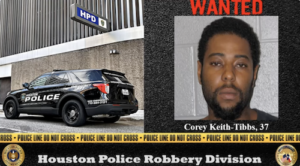 Corey Keith-Tibbs Wanted for Alleged Texas Robbery Caught on Camera. Credit HPD