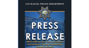 San Rafael Police Officer Allegedly Assaulted by John Doe Suspect in Albert Park. Credit SRPD