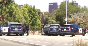 San Jose Police Officer Stabbed by Homeless Man Near Airport. Credit KTVU 2