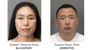 Yanqiong Xiong and Guijun Zhao Arrested by San Jose Police for Alleged Brothel Operation. Credit SJPD