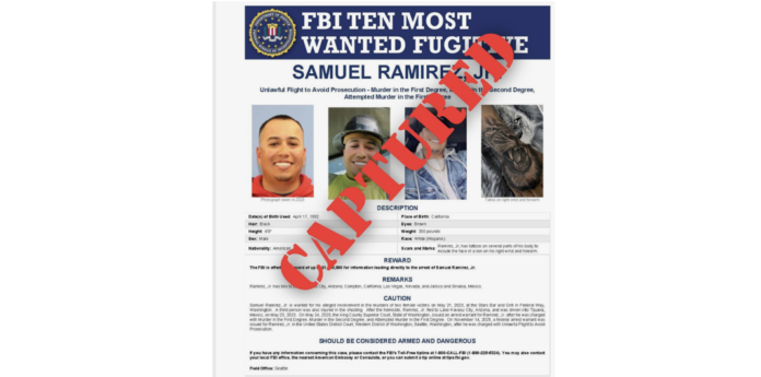 FBI Most Wanted Fugitive Samuel Ramirez Jr. Arrested in Mexico Minutes After Being Added to List. Credit FBI