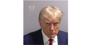 Trump booking photo. Credit Fulton County Sheriff's Office